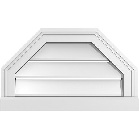 Ekena Millwork Octagonal Top Surface Mount PVC Gable Vent w/ 2"W x 2"P Brickmould Sill Frame, 20"W x 12"H GVPOT20X1203SF
